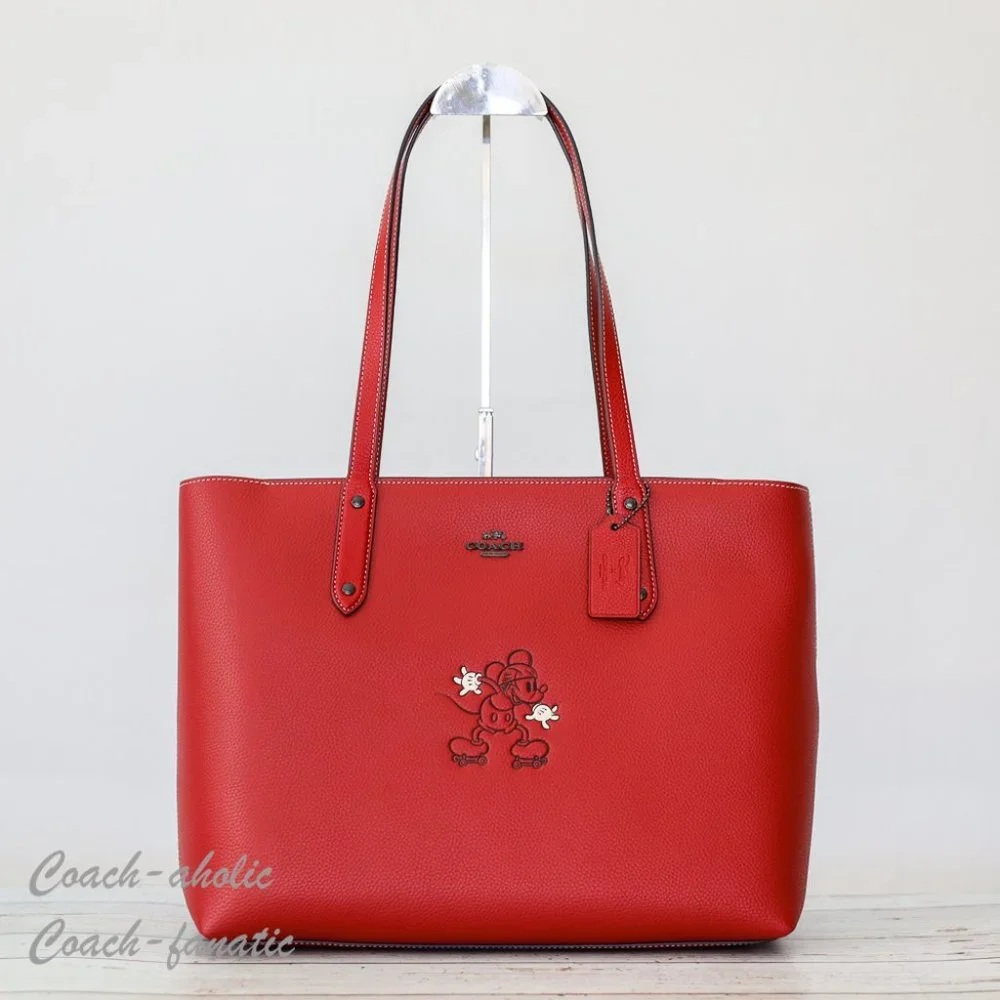 NWT 89975 Disney X Coach Central Tote With Zip With Mickey Mouse Motif in Red - Picture 3 of 12
